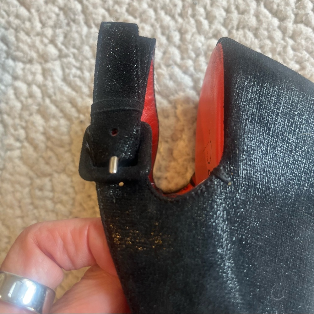 🖤 Italian Pas de Rouge Black Sparkle Wedge Sandals‎ – Size 41 (US 9.5–10) - Picture 10 of 12